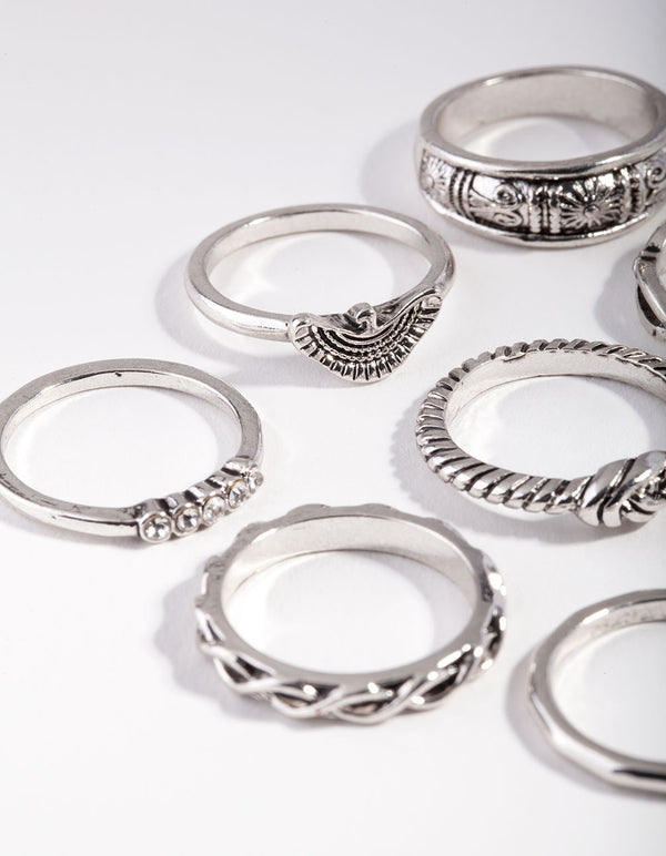 Antique Silver Symbol Ring 8-Pack