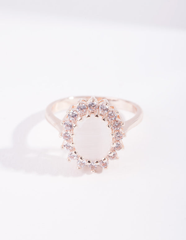 Rose Gold Diamond Simulant Flower Ring
