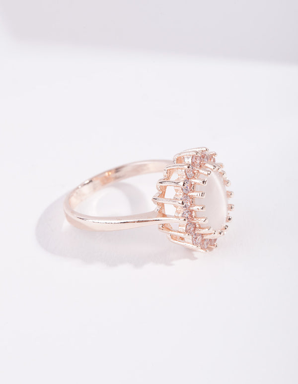 Rose Gold Diamond Simulant Flower Ring