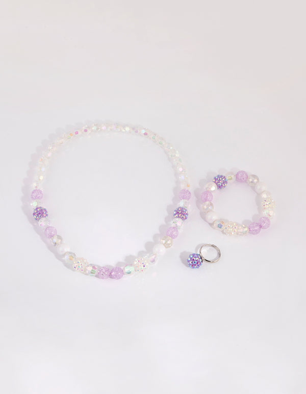 Kids Purple Fireball Mixed Bead Jewellery Set