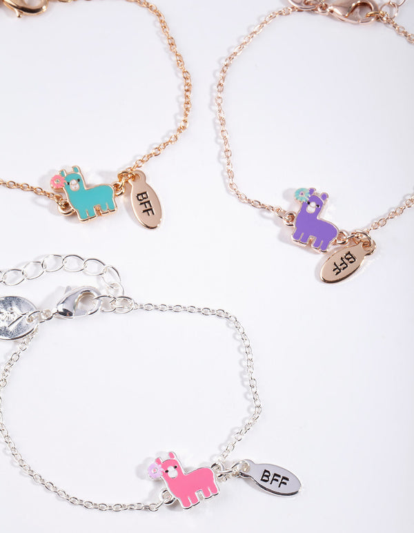 Kids Mixed Metal Llama Bracelet Pack