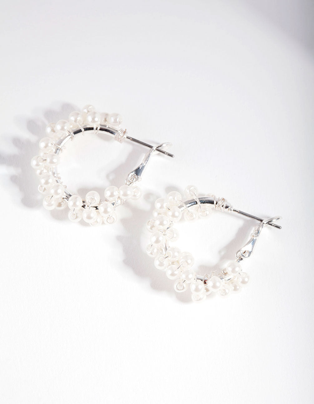 Pearly Bead Cluster Hoop Earrings