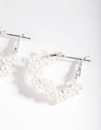 Pearly Bead Cluster Hoop Earrings - link has visual effect only