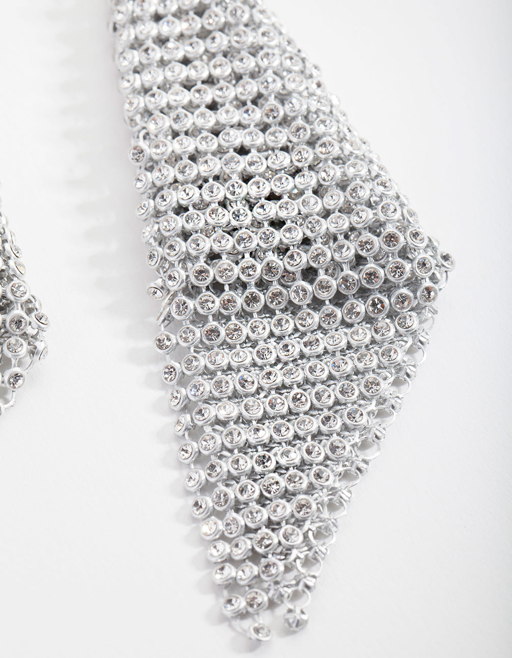 Silver Diamante Mesh Statement Earrings