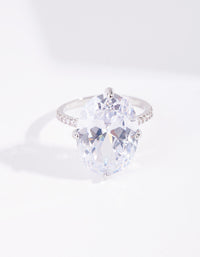 Silver Cubic Zirconia Oval Stone Ring - link has visual effect only