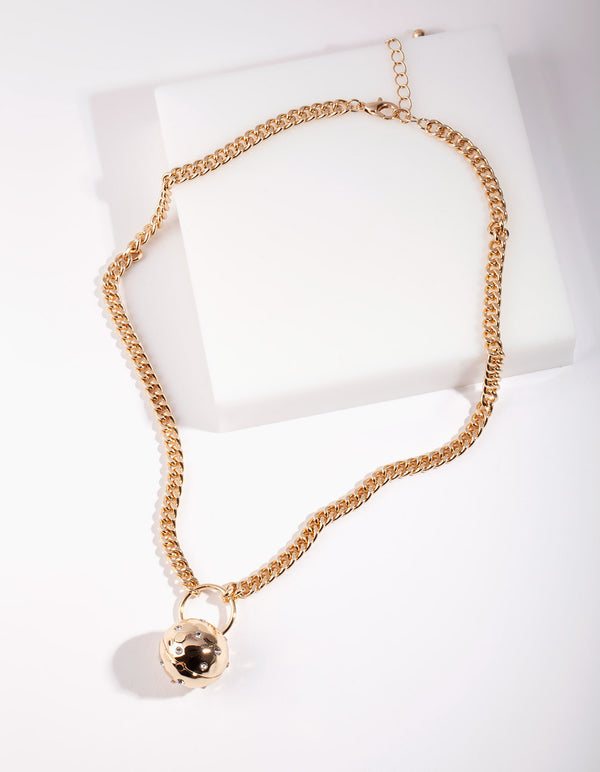 Gold Chain Circle Ball Necklace