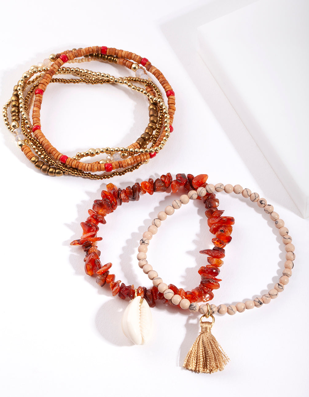 Gold Wooden Bead Bracelet 8-Pack