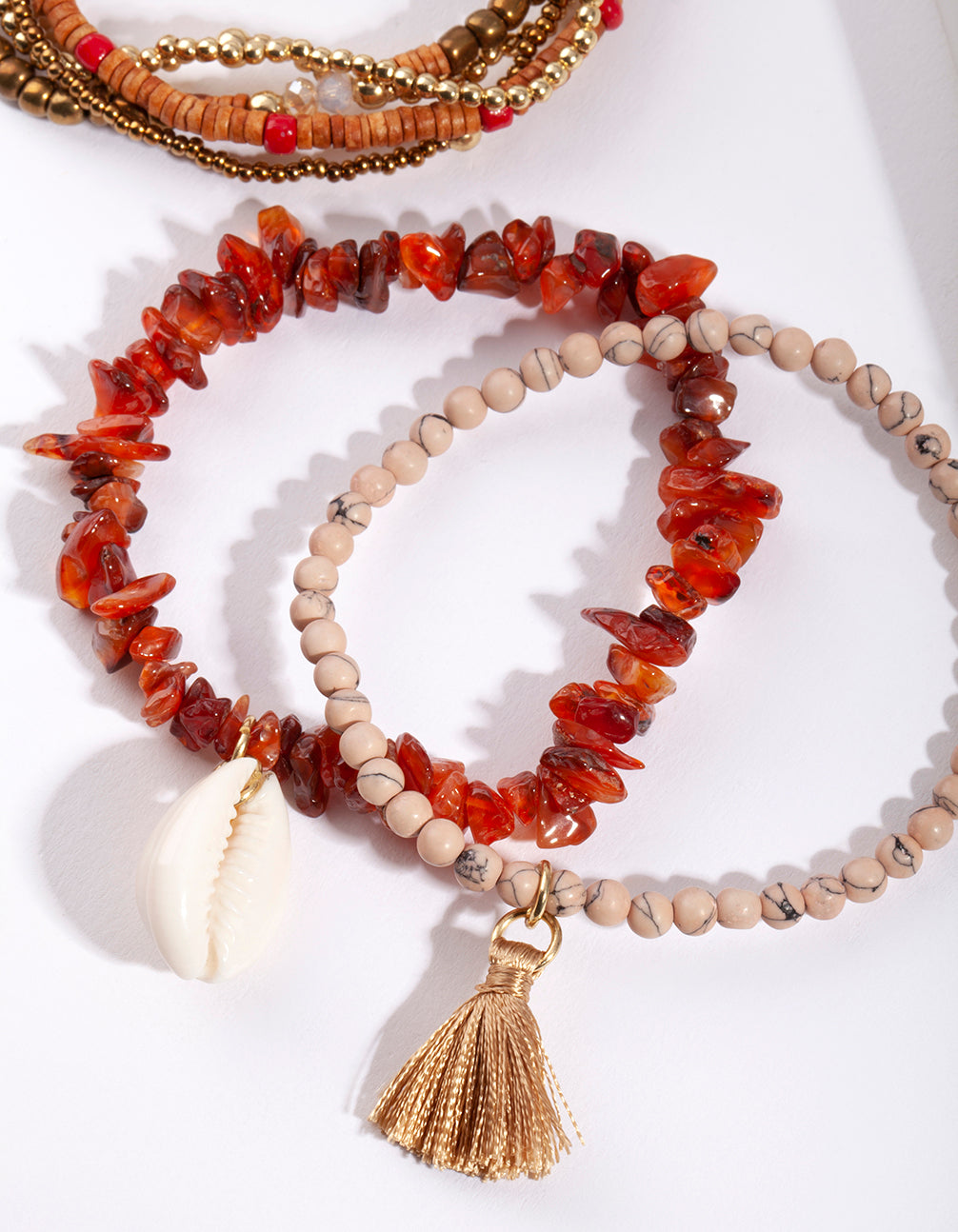 Gold Wooden Bead Bracelet 8-Pack