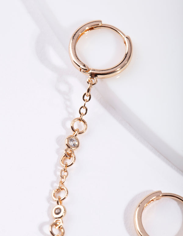 Gold Diamante Double Huggie Earrings