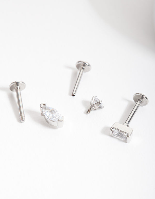 Silver Surgical Steel Mixed Flat Back Pack