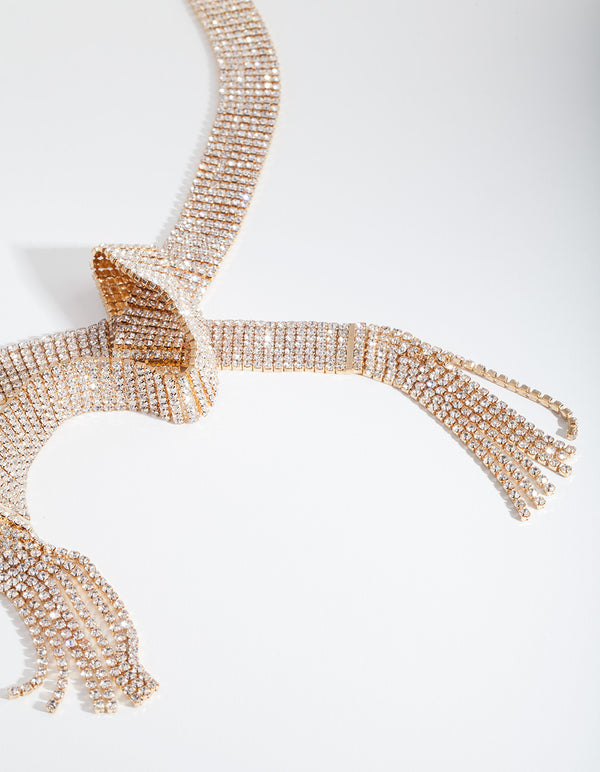 Gold Diamante Tassel Scarf