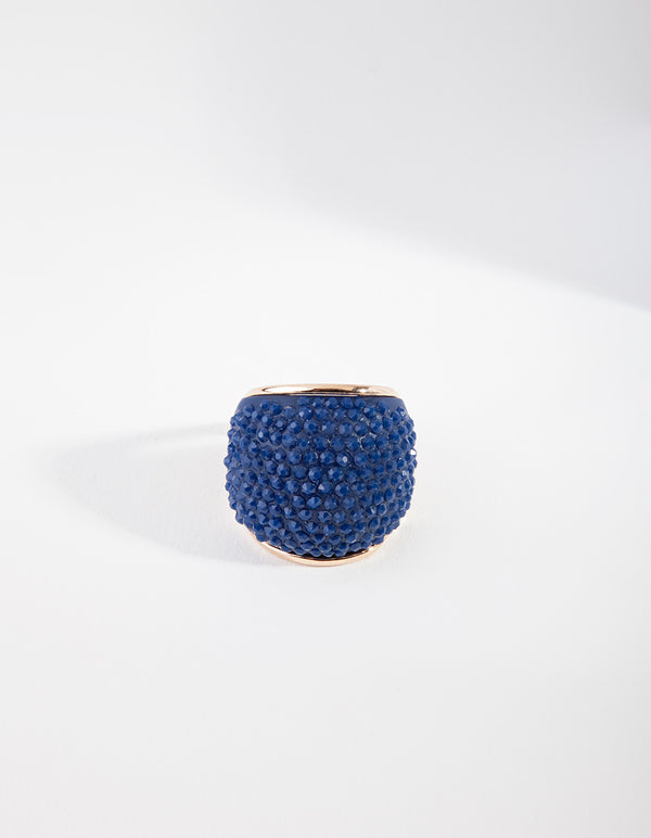Gold Blue Pave Dome Ring