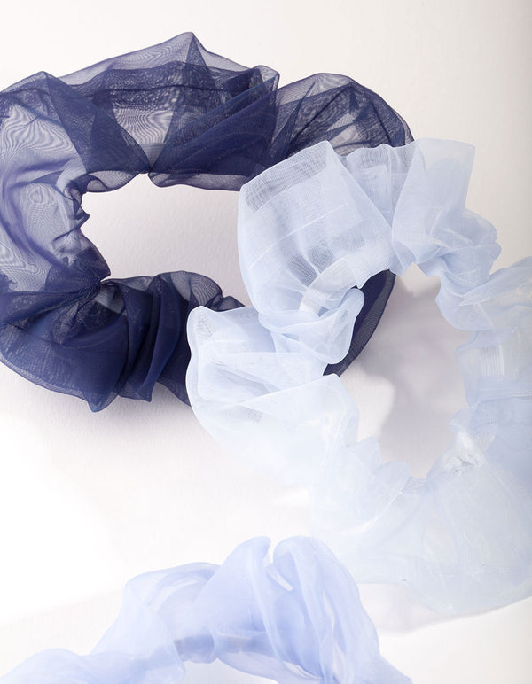 Blue Organza Scrunchie Pack
