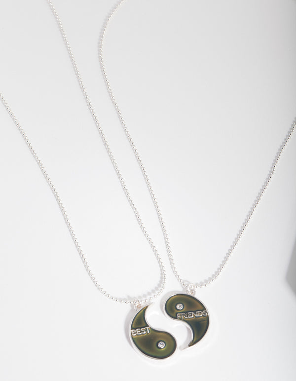 Kids Silver BFF Yin & Yang Mood Necklace Pack