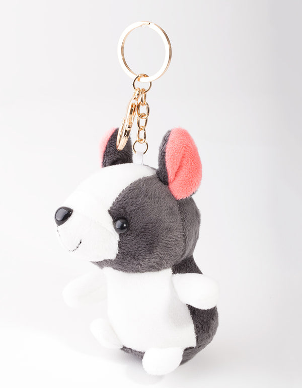 Kids Black White Dog Keyring