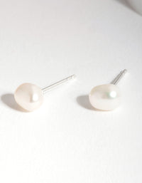 Sterling Siver Organic Freshwater Pearl Stud Earrings - link has visual effect only