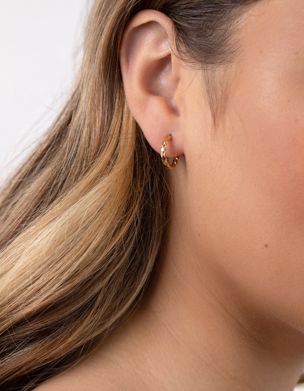 Gold Plated Sterling Silver Chunky Twist Hoop Earrings