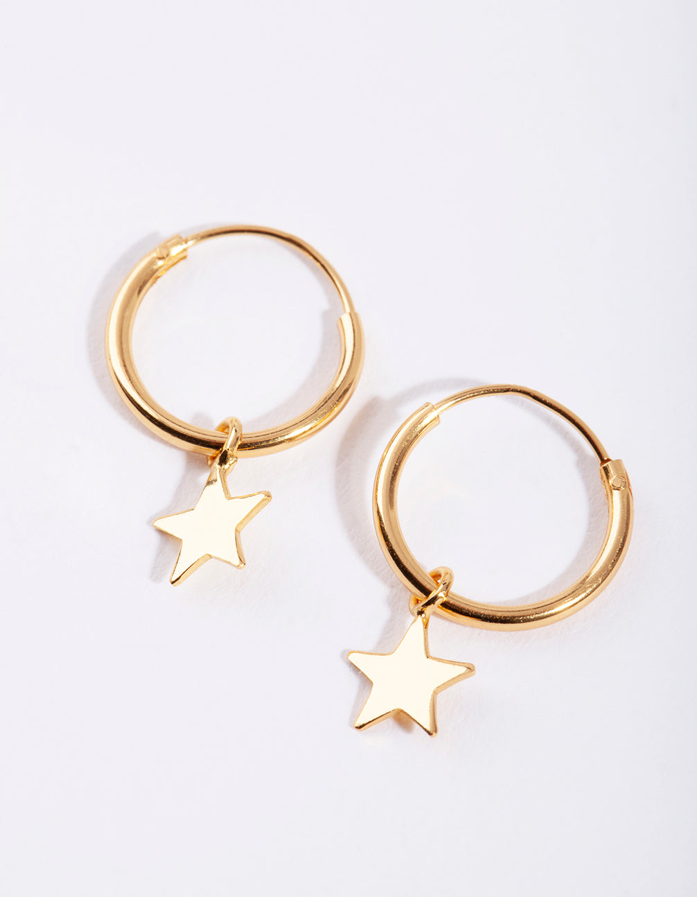 Gold Plated Sterling Silver Open Star Hoop Earrings
