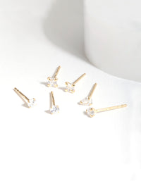 Gold Plated Sterling Silver Cubic Zirconia Mix Earring Pack - link has visual effect only