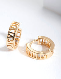Gold Plated Sterling Silver Roman Numeral Hoop Earrings - link has visual effect only