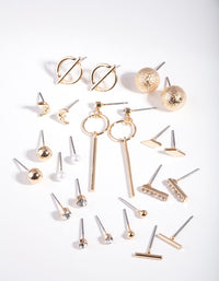 Gold Mixed Bar Earring 12-Pack - link has visual effect only