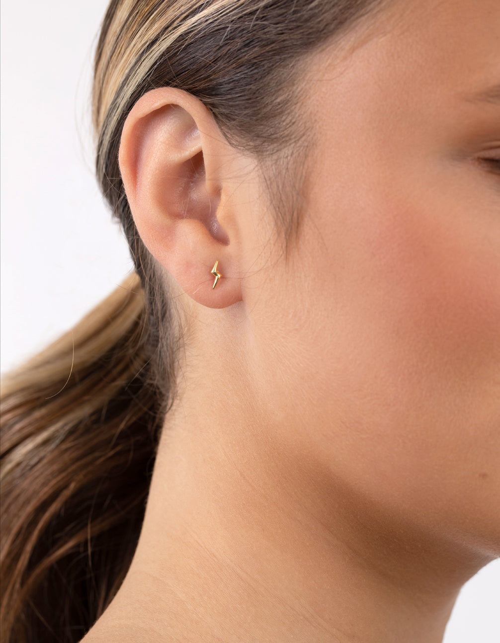 Gold Plated Sterling Silver Celestial Stud Earrings Trio