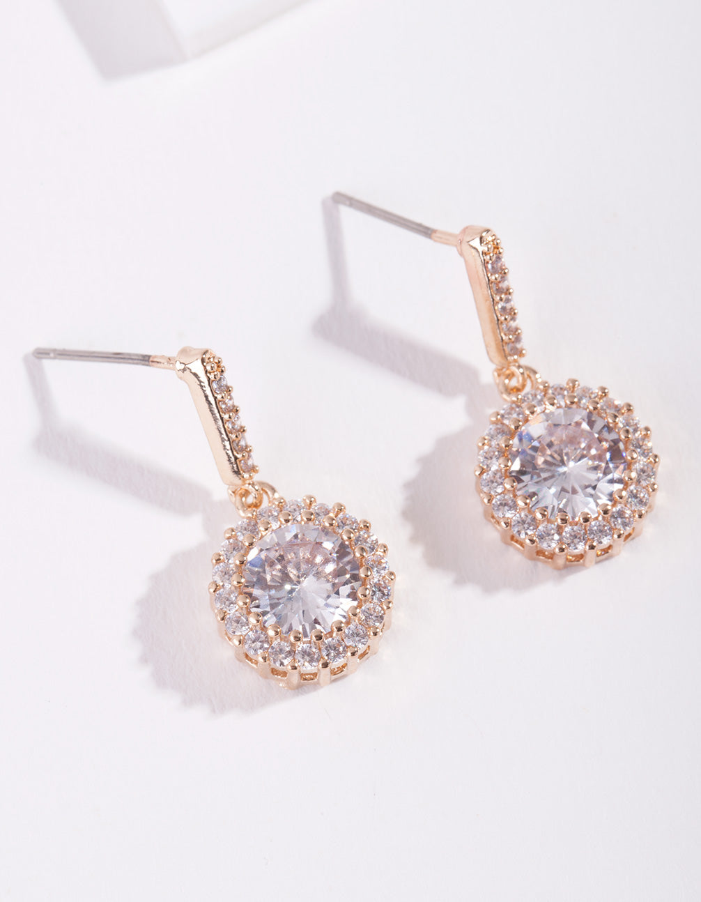 Gold Diamond Simulant Circle Earrings