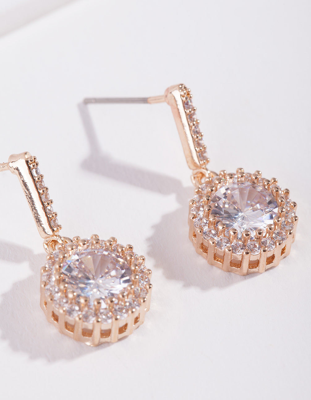 Gold Diamond Simulant Circle Earrings