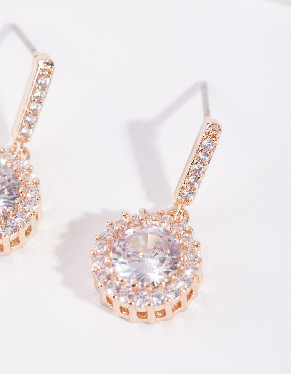 Gold Diamond Simulant Circle Earrings