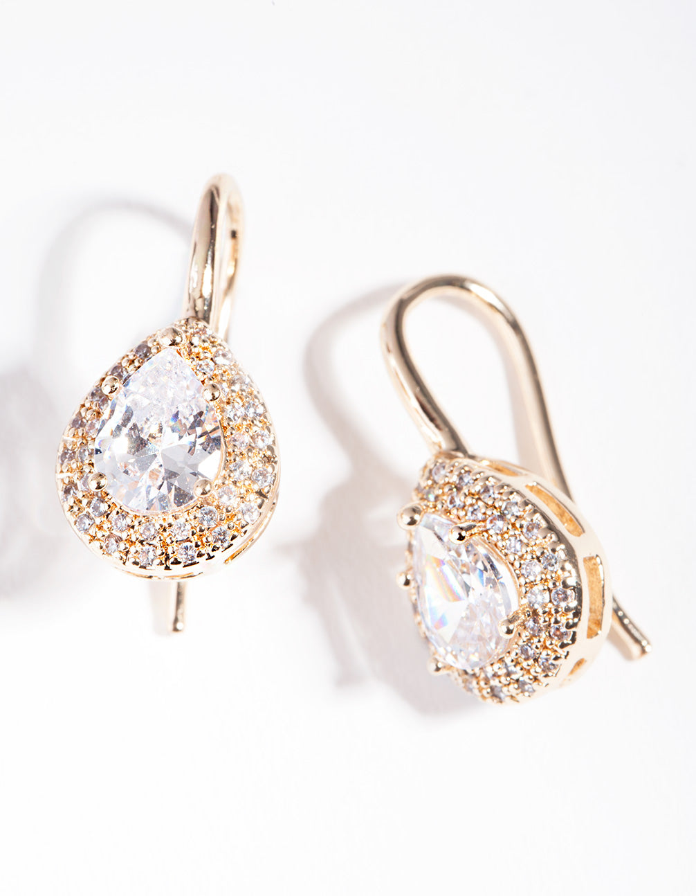 Diamond Simulant Gold Pear Crystal Earrings