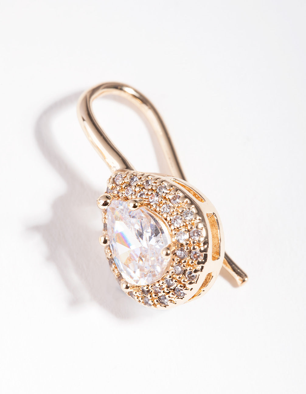 Diamond Simulant Gold Pear Crystal Earrings