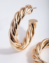 Gold Chubby Twist C Hoop Earrings - link has visual effect only