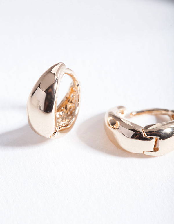 Gold Polished Chunky Huggie Earrings