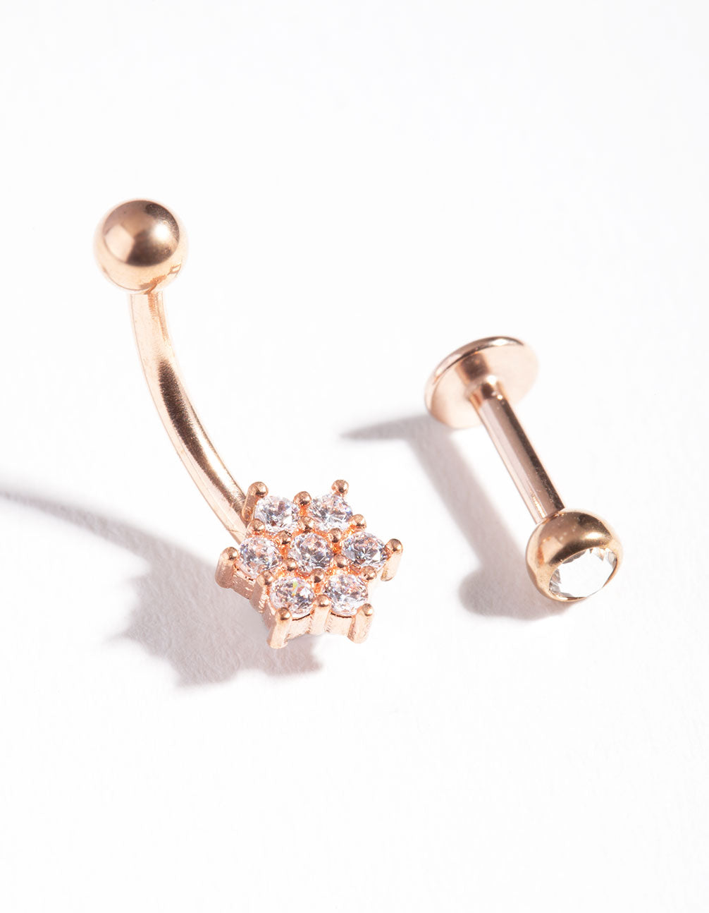 Rose Gold Surgical Steel Cubic Zirconia Floral Cartilage Pack
