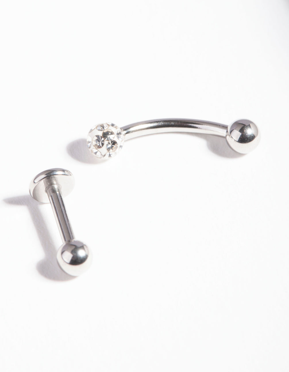 Surgical Steel Diamante Cartilage Earring Pack