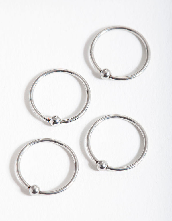 Surgical Steel Ball Nose Ring 4-Pack