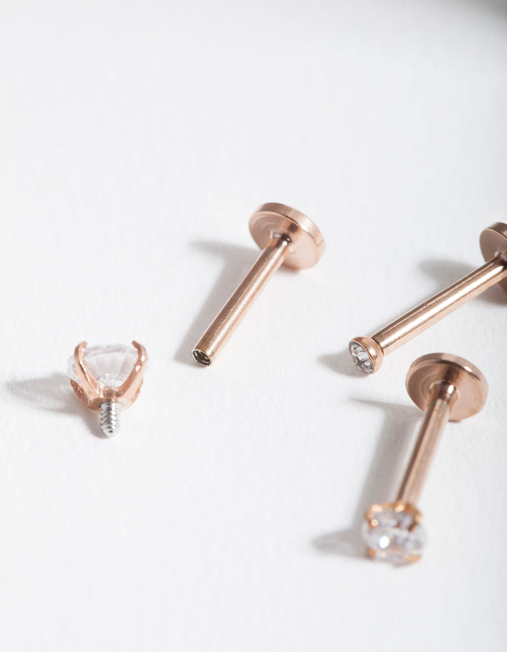Rose Gold Surgical Steel Graduated Cubic Zirconia Flat Back Pack