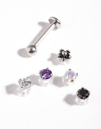 Surgical Steel Flat Back Cubic Zirconia Multi 6-Pack - link has visual effect only