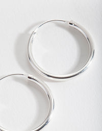 Sterling Silver Shiny 25mm Hoop Earrings - link has visual effect only