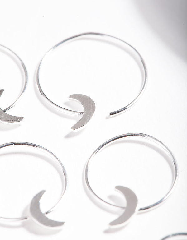 Sterling Silver Moon Graduating Hoop Earring Pack
