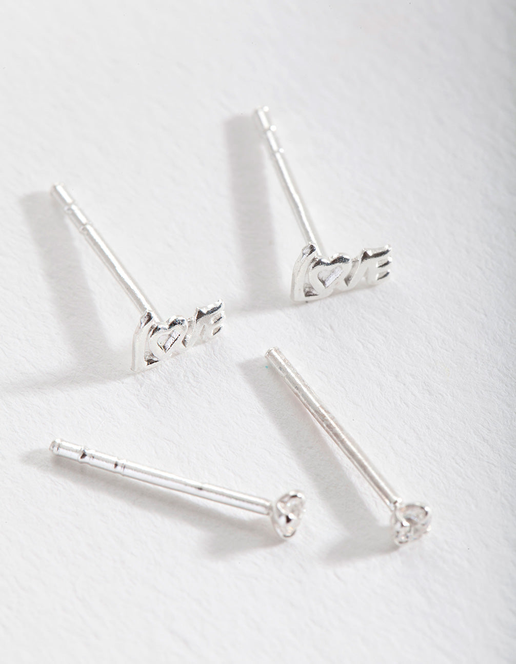 Sterling Silver Cubic Zirconia Love Stud Pack