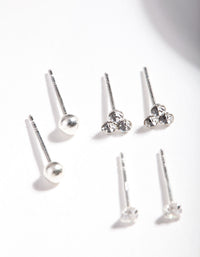 Sterling Silver Cubic Zirconia Crystal Stud Earring Pack - link has visual effect only