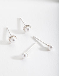 Sterling Silver Pearl Pack Stud Earrings - link has visual effect only
