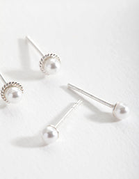 Sterling Silver Pearl Pack Stud Earrings - link has visual effect only