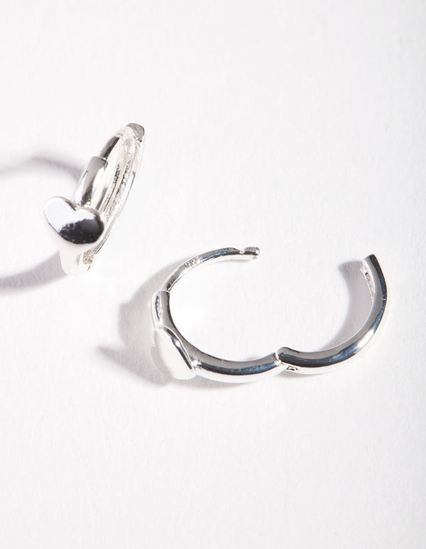 Sterling Silver Heart Huggie Earring