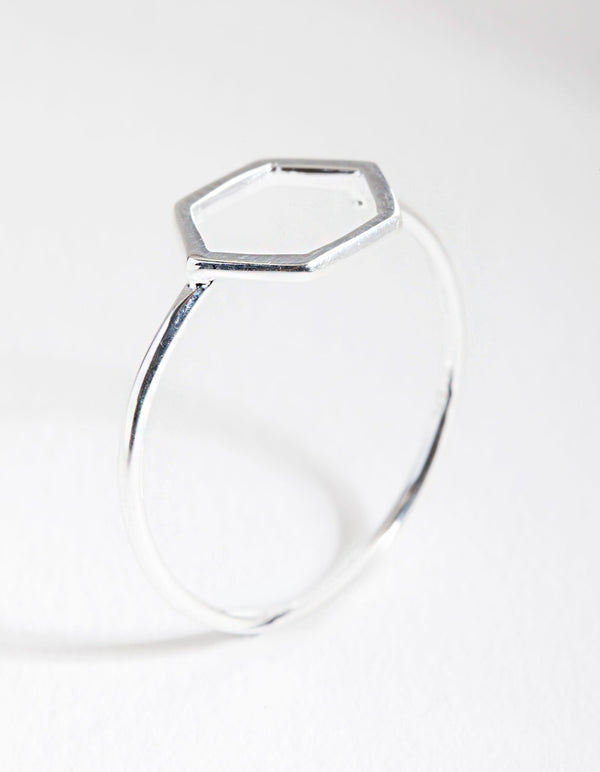 Sterling Silver Open Hexagon Ring