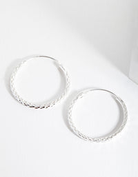 Sterling Silver Textured Hoop Earrings - link has visual effect only