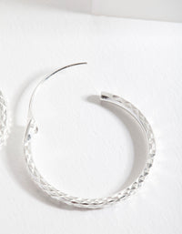 Sterling Silver Textured Hoop Earrings - link has visual effect only