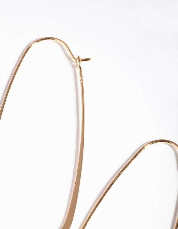 Gold Plated Sterling Silver Long Oval Drop Earrings