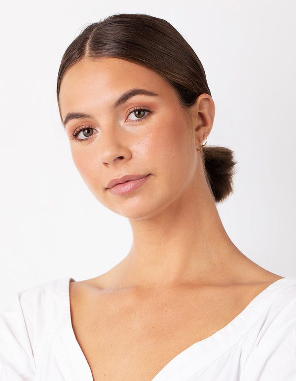 Gold Plated Sterling Silver Medium Textured Hoop Pack Earring